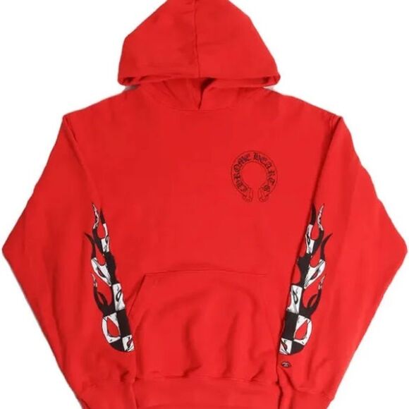 Chrome Hearts Matty Boy Chomper Flame Logo Hoodie Red-orange size Small nwt - Picture 3 of 9